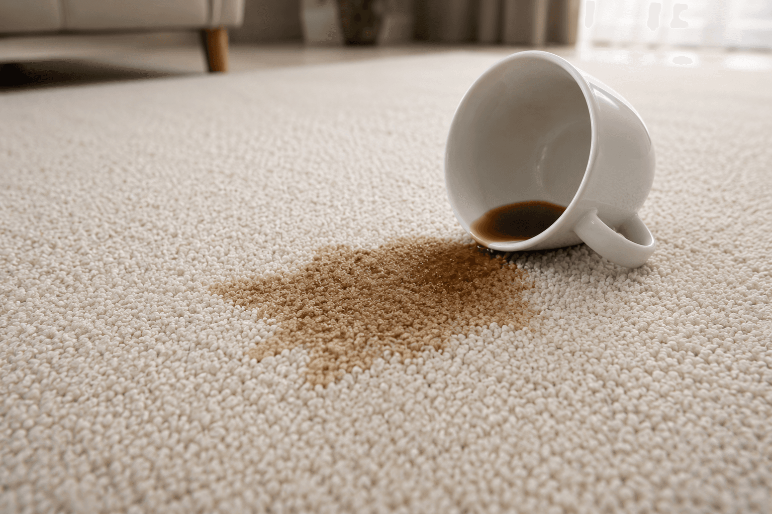 Koffievlek uit tapijt verwijderen