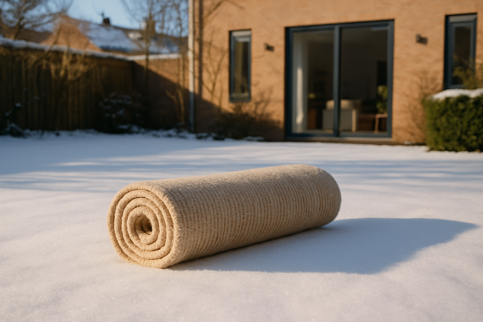 Kleed in sneeuw reinigen