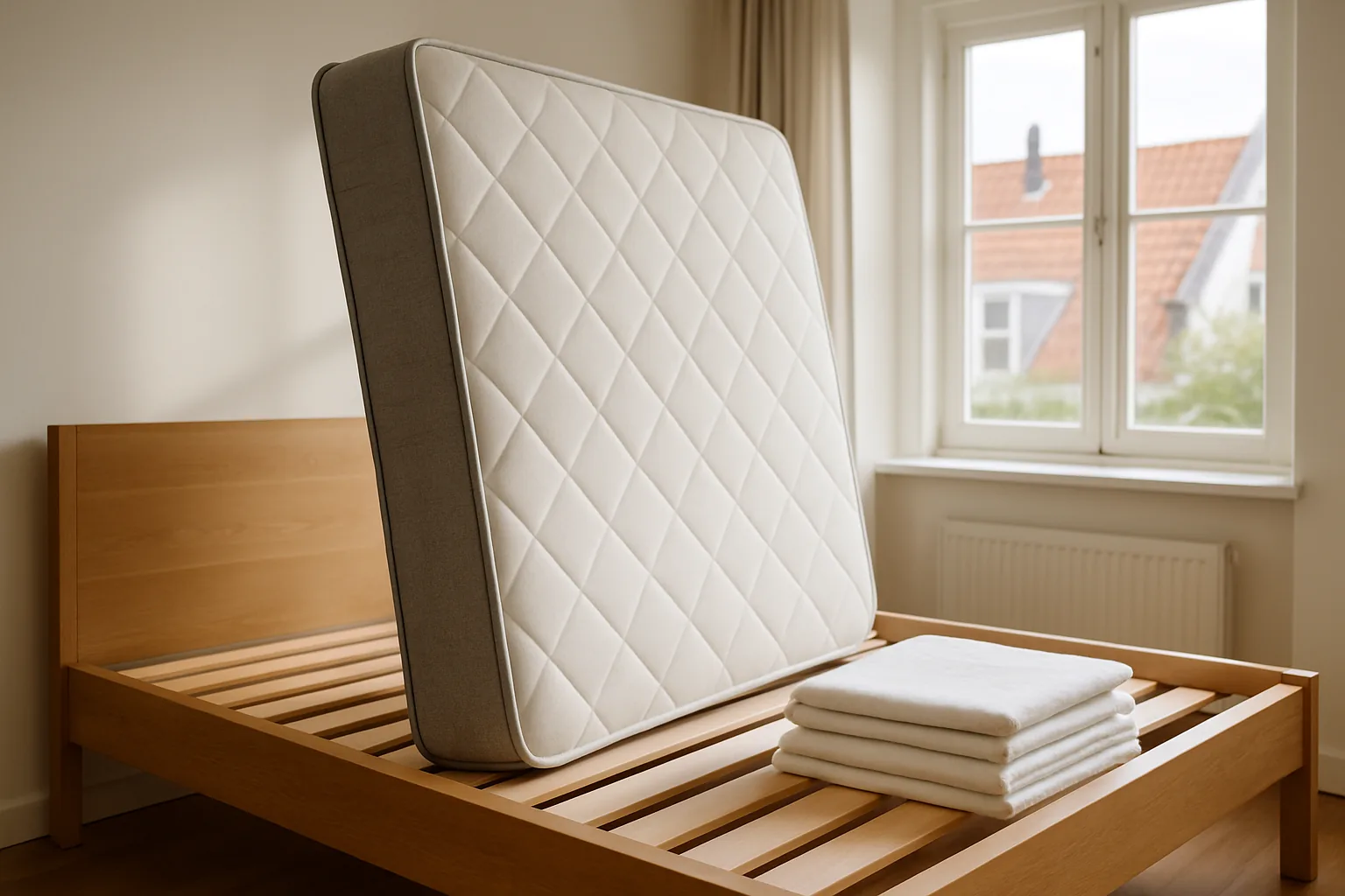 Matras keren of draaien op een bed