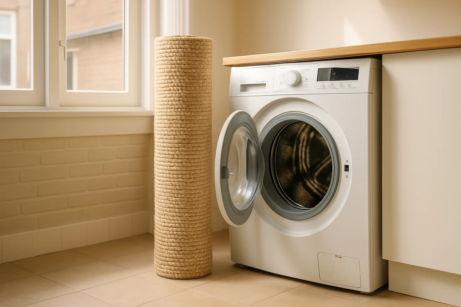 Vloerkleed bij een wasmachine