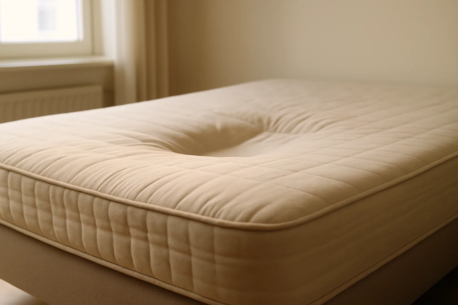 Matras met een doorgezakte kuil in het midden