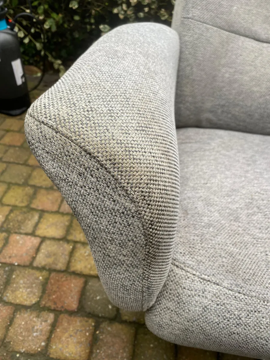 Woven dining chair — before cleaning